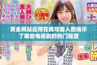 黄金网站应用在线观看人数揭示了哪些电视剧的热门程度