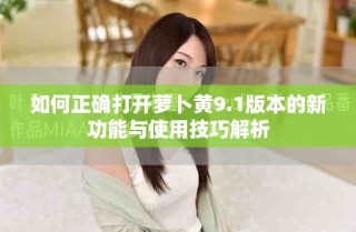 如何正确打开萝卜黄9.1版本的新功能与使用技巧解析