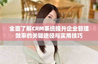全面了解CRM系统提升企业管理效率的关键途径与实用技巧