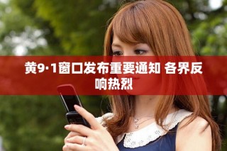 黄9·1窗口发布重要通知 各界反响热烈