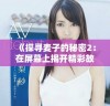 《探寻麦子的秘密2：在屏幕上揭开精彩故事的旅程》