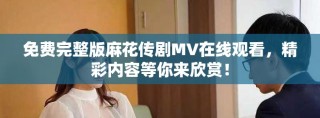 免费完整版麻花传剧MV在线观看，精彩内容等你来欣赏！