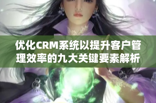 优化CRM系统以提升客户管理效率的九大关键要素解析