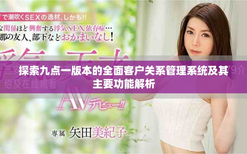 探索九点一版本的全面客户关系管理系统及其主要功能解析